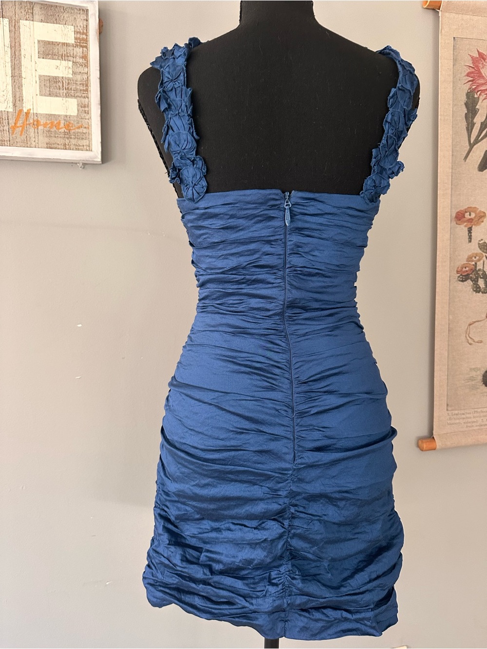 BCBGMaxAzria Navy Ruffled V-Neck Mini Dress - Picture 2 of 2